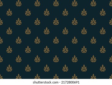 Wheat pattern. Vector floral damask pattern. Elegant abstract art nouveau background. Classic flower motif texture.