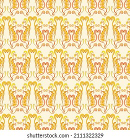 The wheat pattern will serve as a decoration for baked flour products, vector seamless pattern, for wrappers, for packing, for design in the food industry, on colored light background