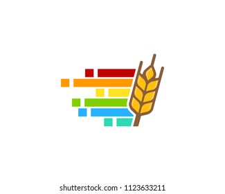 Wheat Pixel Icon Logo Design Element