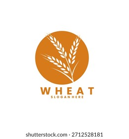 Planta de trigo con Plantilla de Vector de diseño de logotipo circular. Vector de diseño de logotipo moderno de trigo