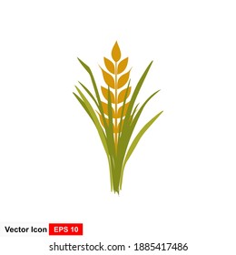 Wheat plant icon in flat style. Vector illustration.