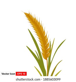 Wheat plant icon in flat style. Vector illustration.