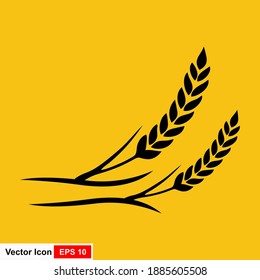 Wheat plant icon in flat style. Vector illustration.