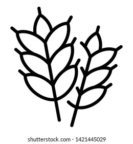 Wheat plant icon. Outline wheat plant vector icon for web design isolated on white background