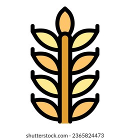 Wheat plant icon outline vector. Germany bavarian. Landmark beer color flat