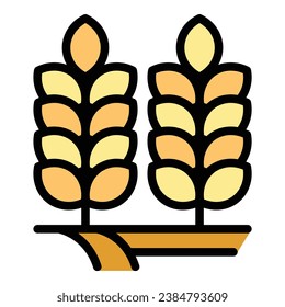 Weizenpflanzensymbol, Vektorgrafik. Hopfenpflanze. Getreidebauernfarbe flach