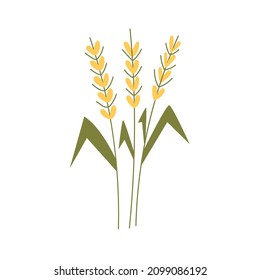 Wheat plants hand drawn naive art