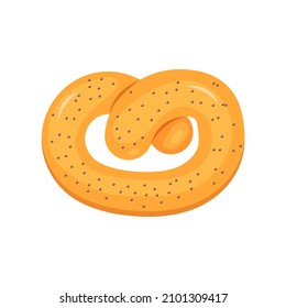 Wheat pretzel with poppy seeds, soft bagel