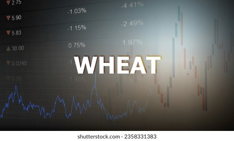 Wheat price charts in commodity market. Agricultural business concept. Financial market graph and price quotation. Defocused trading screen background.