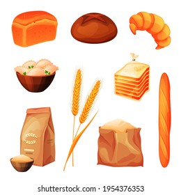 Wheat products, bread and bakery shop grain food