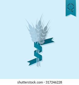 Wheat with Ribbon. Oktoberfest Beer Festival. Flat design style. Vector
