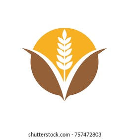 wheat rice bakery food farm agriculture logo