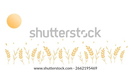 Wheat or rice field and sun set signs isolated on white background vector.