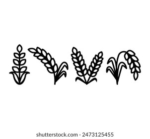 wheat rice grain icons symbol vector design black white colors simple illustration collections sets