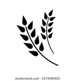 Wheat or rice icon. rice wheat. Gluten symbol. Bakery logo. Illustration of natural, organic and healthy food. Cereal and bread sign. Vector illustration.