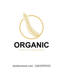 Wheat Rice Logo, Agricultural Organic Plants Vector, Luxury Design Golden Bakery Ingredients