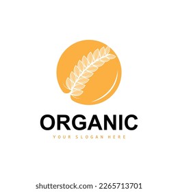 Wheat Rice Logo, Agricultural Organic Plants Vector, Luxury Design Golden Bakery Ingredients