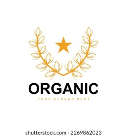 Wheat Rice Logo, Agricultural Organic Plants Vector, Luxury Design Golden Bakery Ingredients