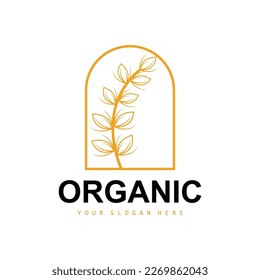 Wheat Rice Logo, Agricultural Organic Plants Vector, Luxury Design Golden Bakery Ingredients