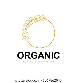 Wheat Rice Logo, Agricultural Organic Plants Vector, Luxury Design Golden Bakery Ingredients