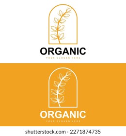 Wheat Rice Logo, Agricultural Organic Plants Vector, Luxury Design Golden Bakery Ingredients