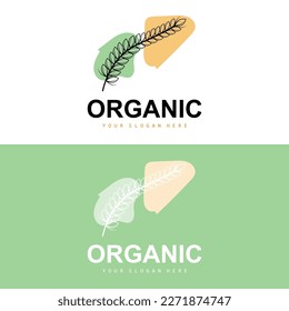 Wheat Rice Logo, Agricultural Organic Plants Vector, Luxury Design Golden Bakery Ingredients