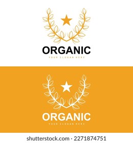 Wheat Rice Logo, Agricultural Organic Plants Vector, Luxury Design Golden Bakery Ingredients