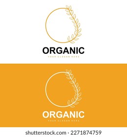 Wheat Rice Logo, Agricultural Organic Plants Vector, Luxury Design Golden Bakery Ingredients