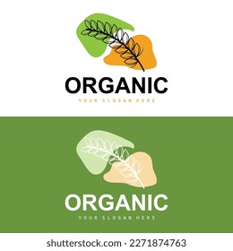 Wheat Rice Logo, Agricultural Organic Plants Vector, Luxury Design Golden Bakery Ingredients