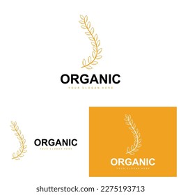 Wheat Rice Logo, Agricultural Organic Plants Vector, Luxury Design Golden Bakery Ingredients