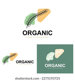 Wheat Rice Logo, Agricultural Organic Plants Vector, Luxury Design Golden Bakery Ingredients