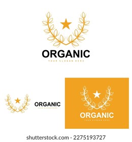 Wheat Rice Logo, Agricultural Organic Plants Vector, Luxury Design Golden Bakery Ingredients