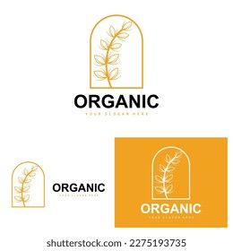 Wheat Rice Logo, Agricultural Organic Plants Vector, Luxury Design Golden Bakery Ingredients