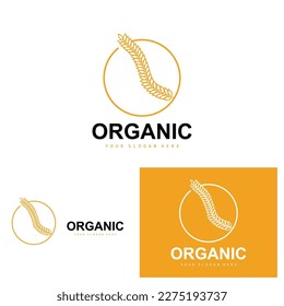 Wheat Rice Logo, Agricultural Organic Plants Vector, Luxury Design Golden Bakery Ingredients