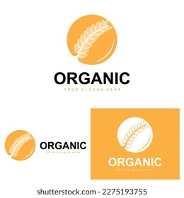 Wheat Rice Logo, Agricultural Organic Plants Vector, Luxury Design Golden Bakery Ingredients