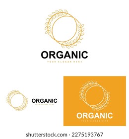 Wheat Rice Logo, Agricultural Organic Plants Vector, Luxury Design Golden Bakery Ingredients