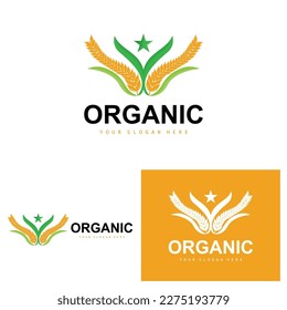 Wheat Rice Logo, Agricultural Organic Plants Vector, Luxury Design Golden Bakery Ingredients