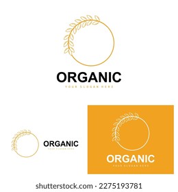 Wheat Rice Logo, Agricultural Organic Plants Vector, Luxury Design Golden Bakery Ingredients