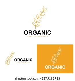 Wheat Rice Logo, Agricultural Organic Plants Vector, Luxury Design Golden Bakery Ingredients