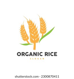 Wheat Rice Logo, Agricultural Organic Plant Vector, Golden Bread Material Luxury Design, Retro Vintage Theme Design