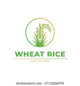 wheat rice logo design concept idea vector label circle