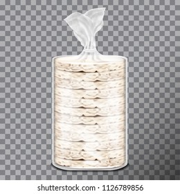 Wheat, Rice or Maize bread in clear plastic or cellophane film pack. Toast pack vector design. 3d illustration, adjustable and scalable for your design