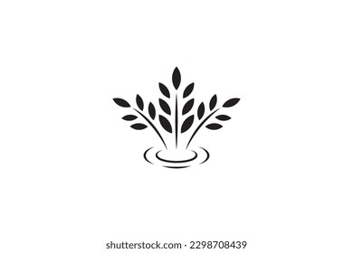 diseño del logotipo del vector simple de plantas de trigo o arroz
