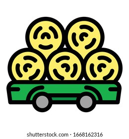 Wheat roll trailer icon. Outline wheat roll trailer vector icon for web design isolated on white background