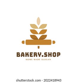 Wheat and rolling baking symbol for bakery shop concept