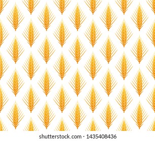 Wheat rye barley cereal ears vector seamless pattern on white background. Agriculture farming decorative symbol.