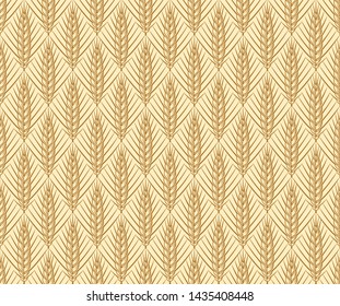 Wheat rye barley cereal ears vector seamless pattern. Agriculture farming decorative symbol, vintage engraving style