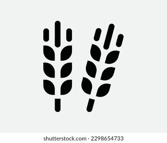 Wheat Rye Barley Grain Seed Plant Harvest Cereal Organic Healthy Crop Black and White Icon Sign Symbol Vector Artwork Clipart Illustration