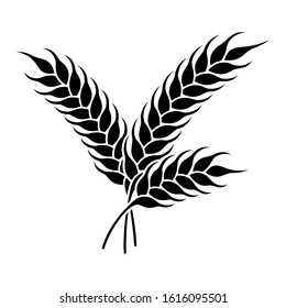 Wheat or rye ears icon. Farm or bakery symbol vector illustration.