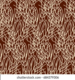 Wheat rye field seamless pattern gold and brown. Color vector illustration. EPS8
